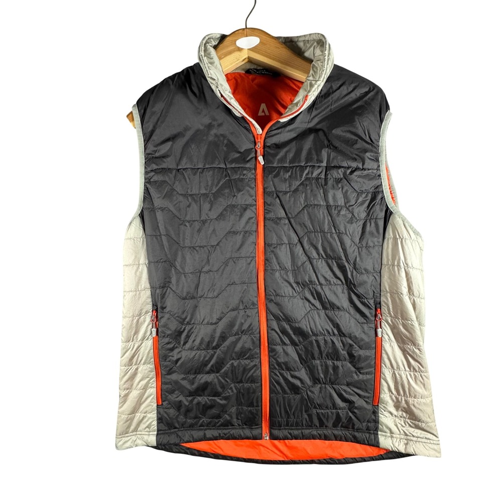 Hexa Custom Puffer Vest Mens XXL Black Grey Orange Full Zip Quilted Insulated